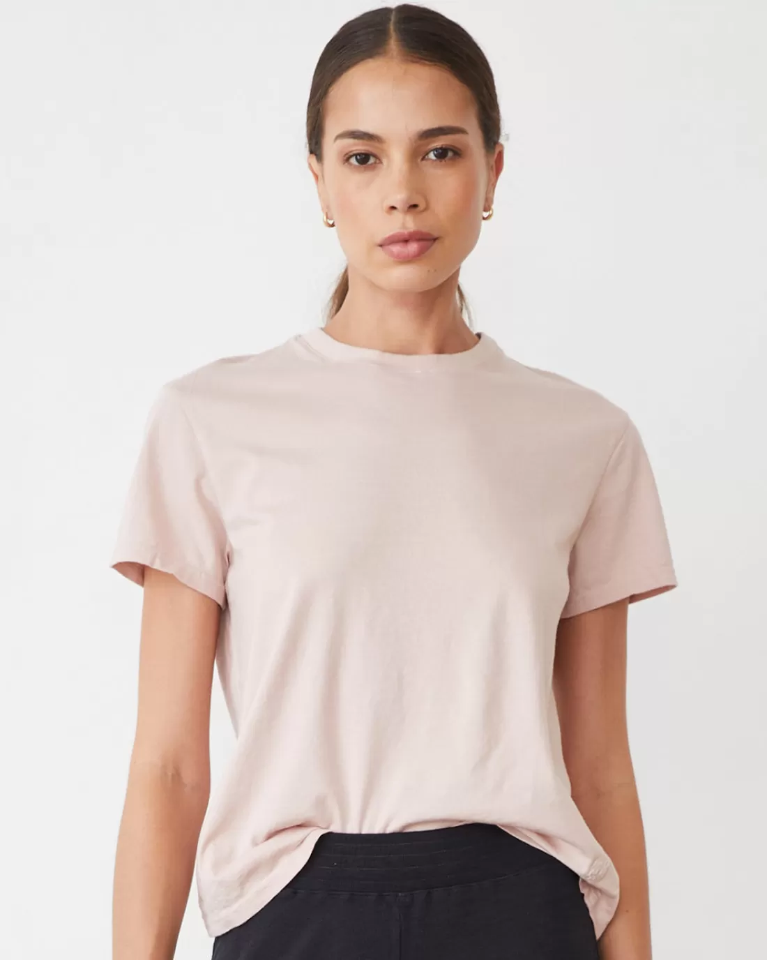 MONROW Tees*Basic Crew Neck Tee CHALKPINK