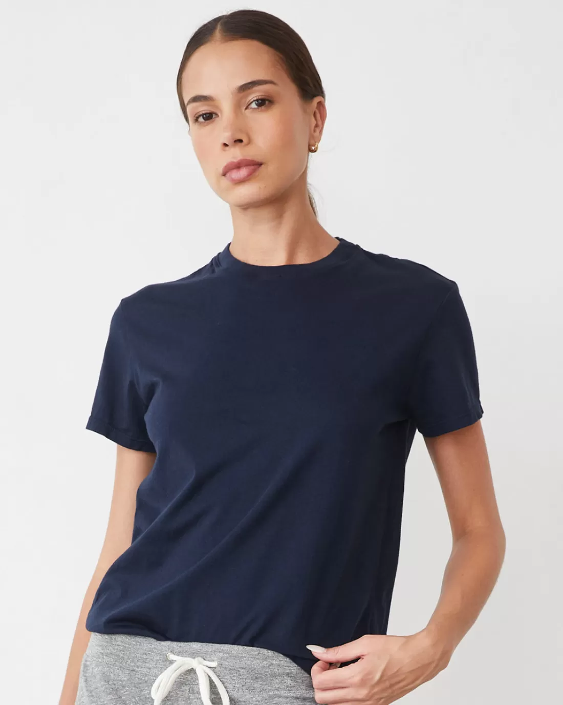 MONROW Tees*Basic Crew Neck Tee BLUEBLACK