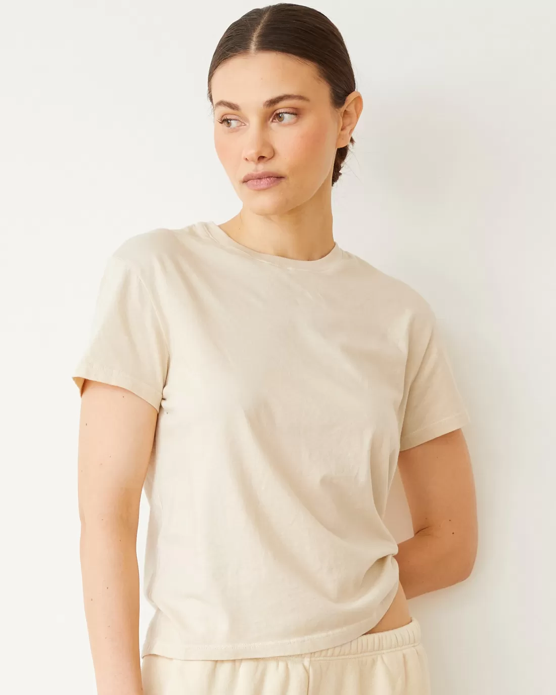 MONROW Tees*Basic Crew Neck Tee NATURAL