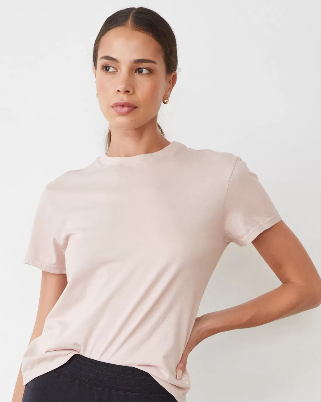 MONROW Tees*Basic Crew Neck Tee CHALKPINK