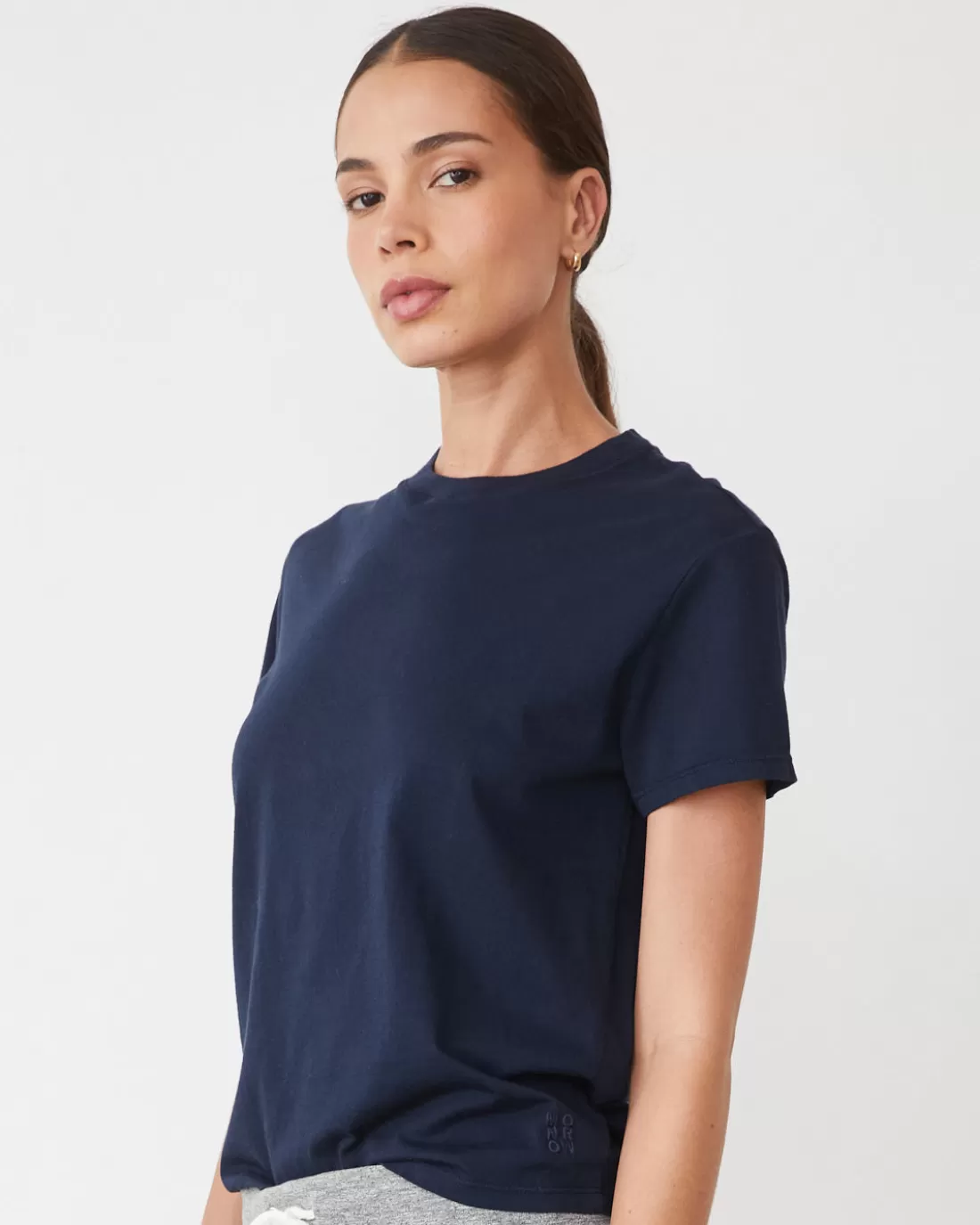MONROW Tees*Basic Crew Neck Tee BLUEBLACK