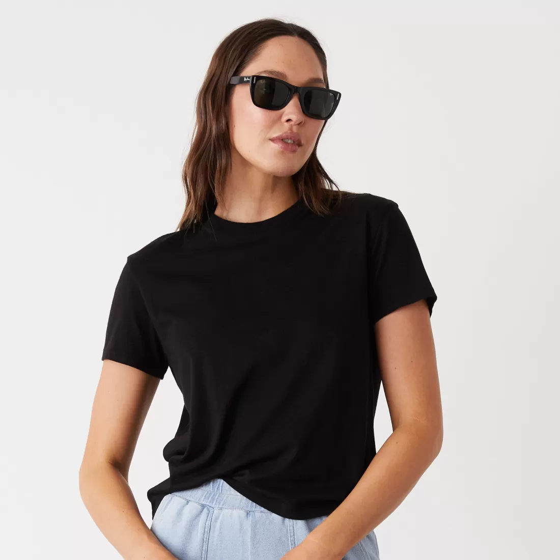 MONROW Tees*Basic Crew Neck Tee BLACK