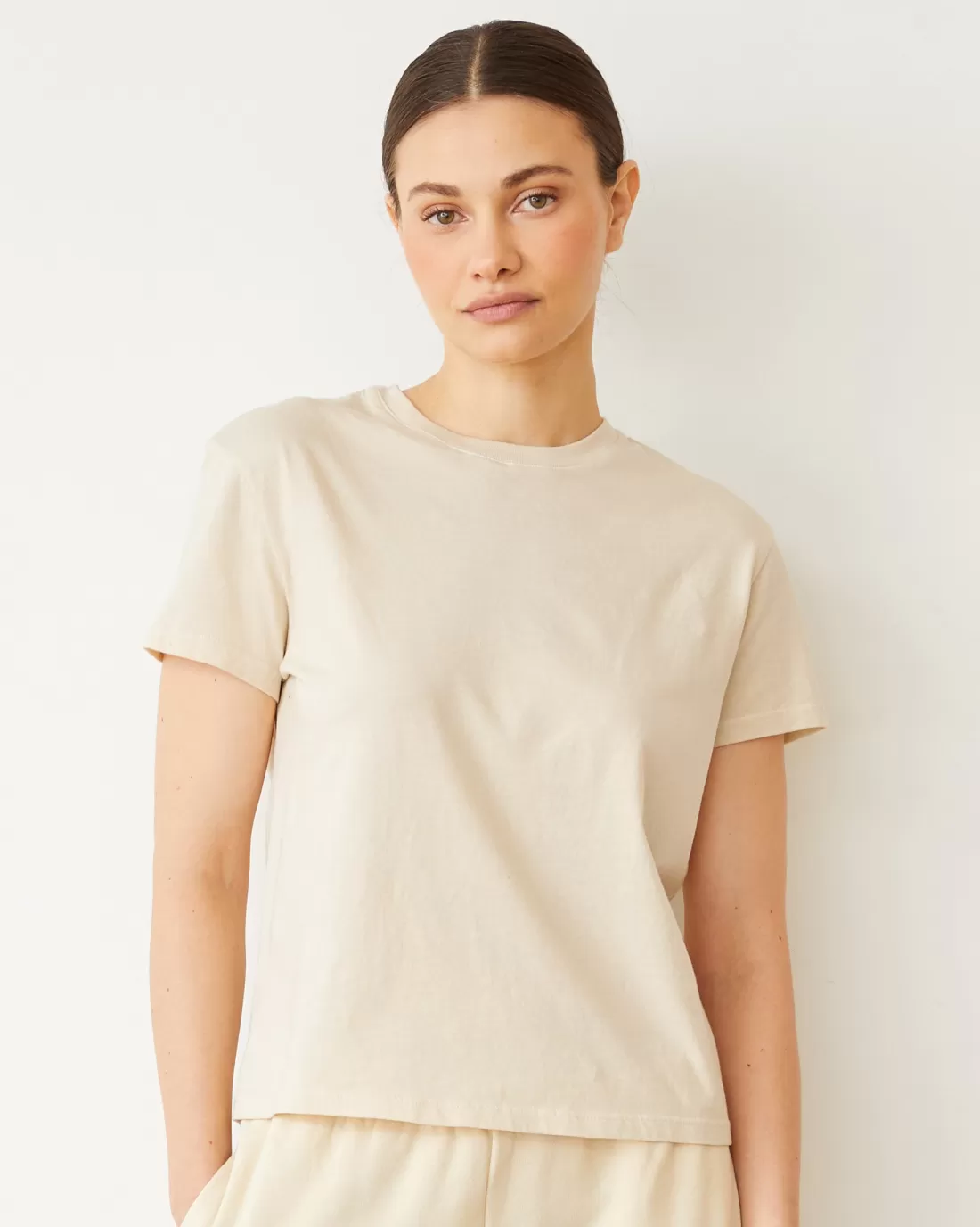 MONROW Tees*Basic Crew Neck Tee NATURAL