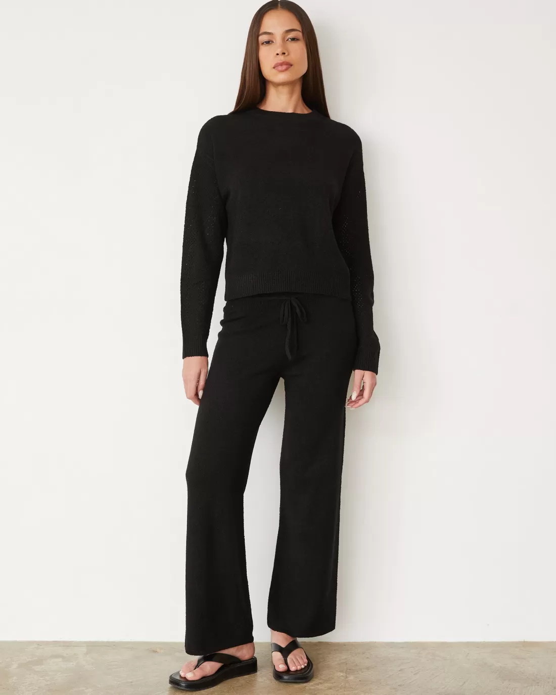 MONROW Sets | Pants*Boucle Knit Relaxed Pant BLACK