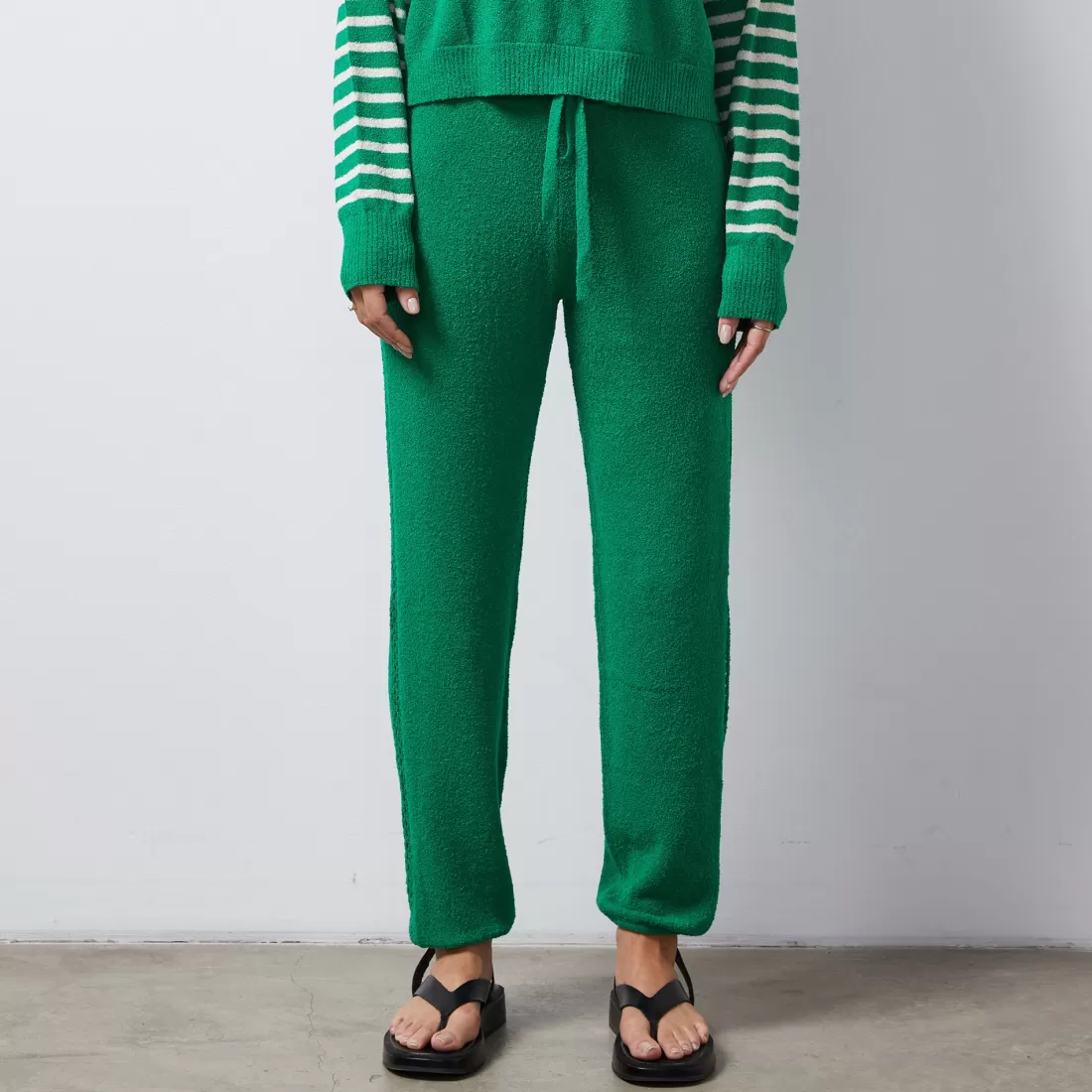 MONROW Sweats*Boucle Knit Vintage Sweat PARSLEY