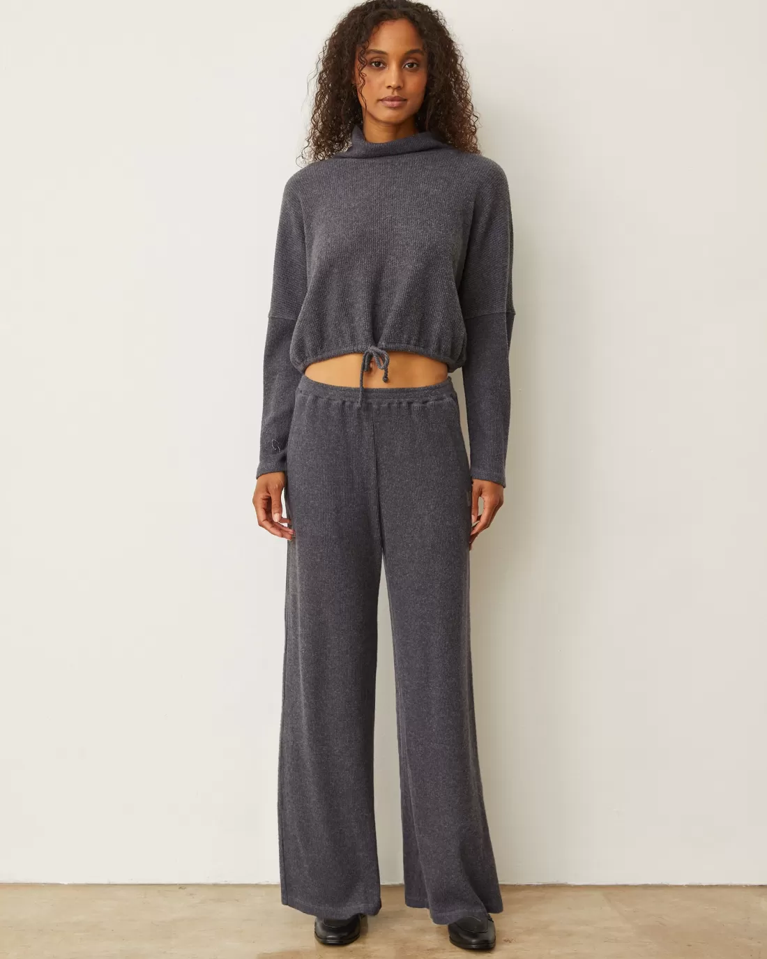 MONROW Sweats*Brushed Rib Pant VINTAGEBLACK