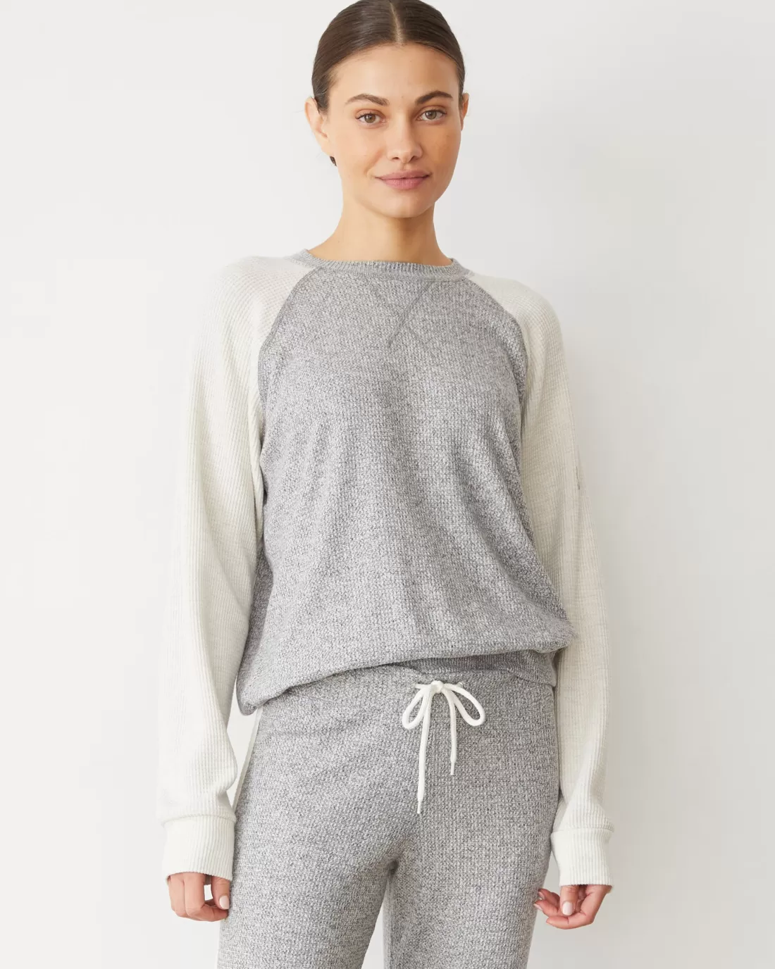 MONROW Sets | Sweatshirts*Brushed Thermal Color Block Raglan HEATHER/ASH