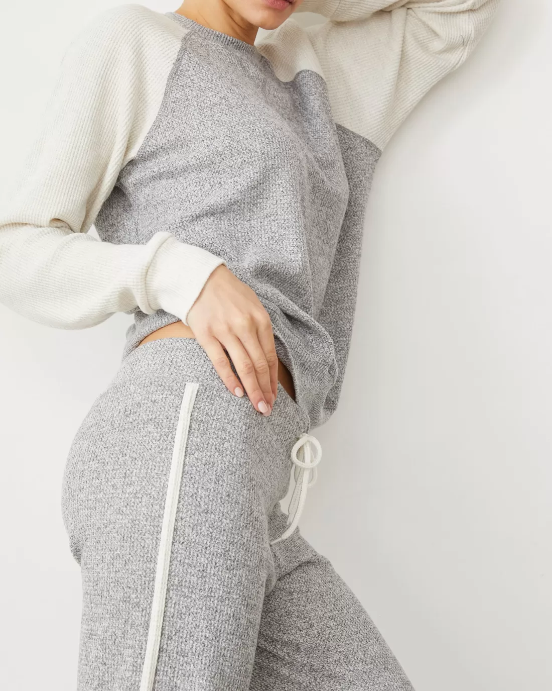 MONROW Sets | Sweatshirts*Brushed Thermal Color Block Raglan HEATHER/ASH