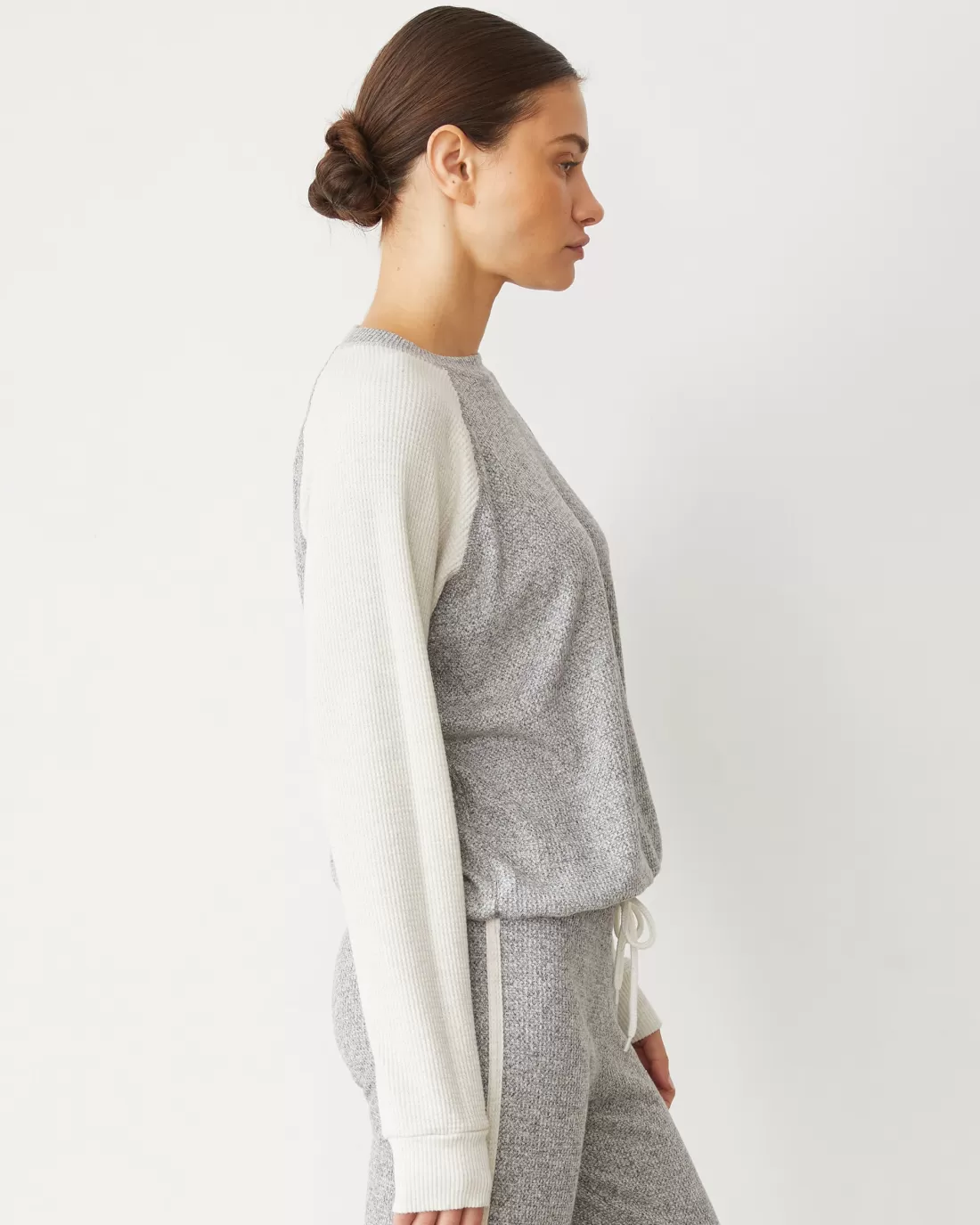 MONROW Sets | Sweatshirts*Brushed Thermal Color Block Raglan HEATHER/ASH