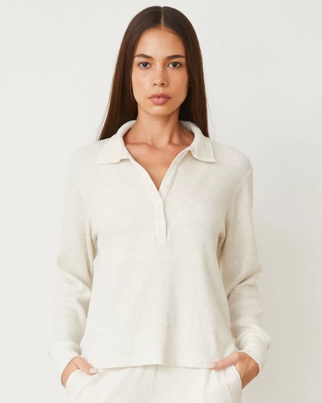 MONROW Travel Essentials | Sets*Brushed Thermal Henley NATURAL