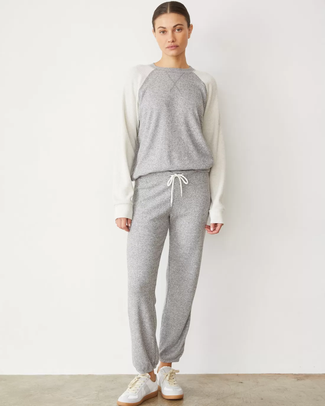 MONROW Sets | Sweats*Brushed Thermal Vintage Sweat HEATHER/ASH