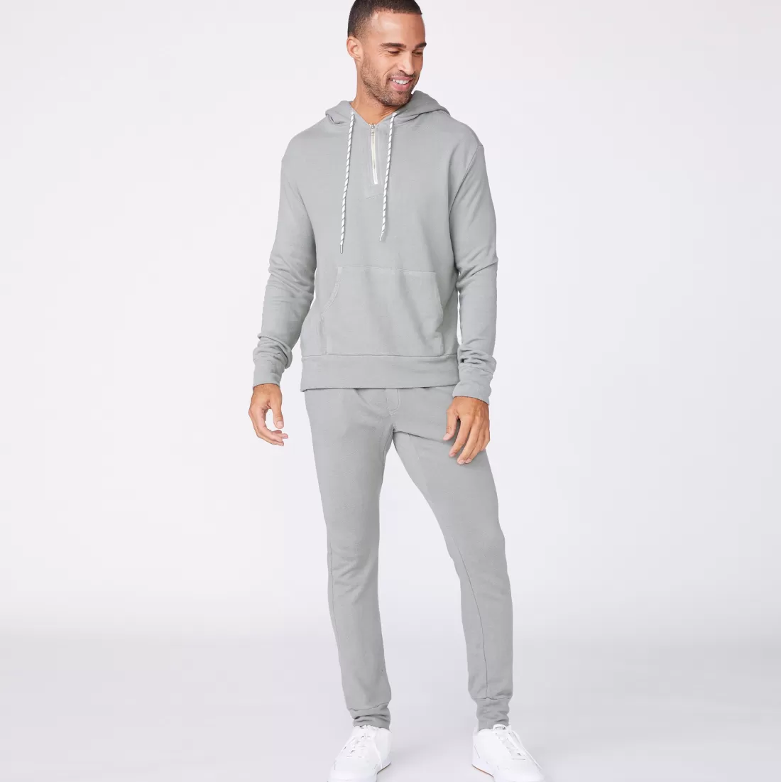 MONROW Men's Tops | Mens Sale*Bungee Cord Quarter Zip Hoody GUNMETAL