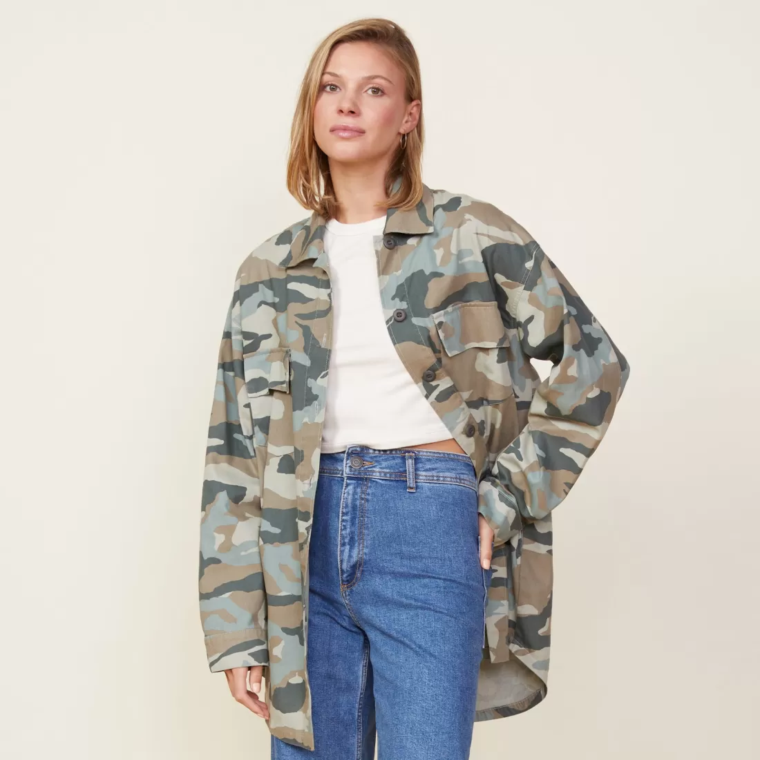 MONROW Jackets*Camo Military Jacket GREENGREY