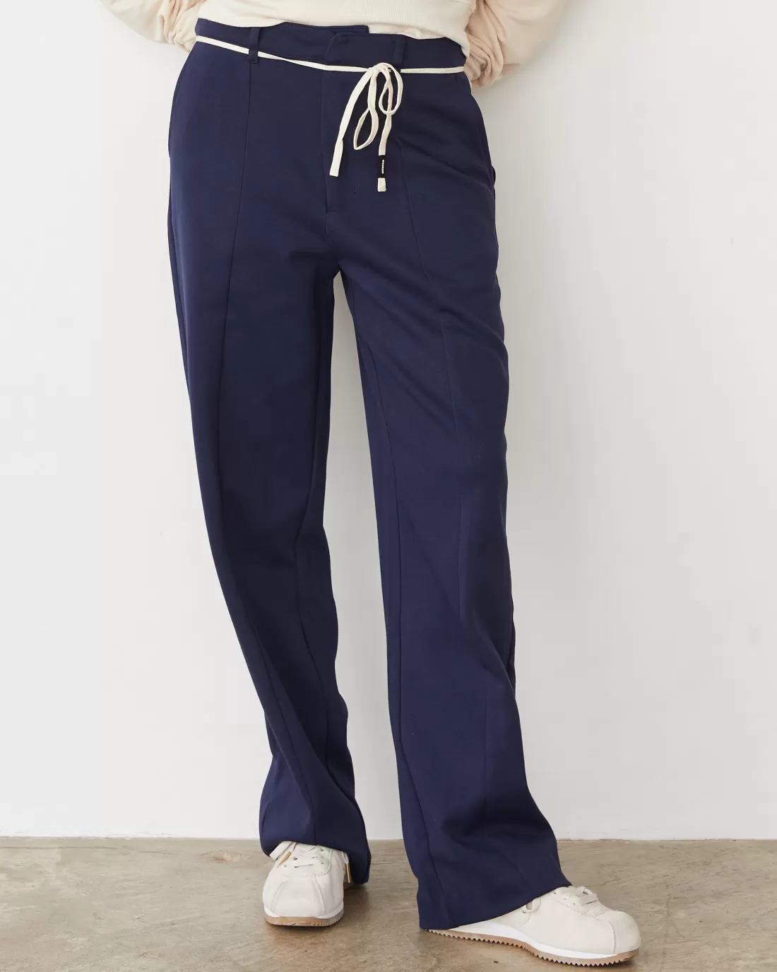 MONROW Pants*Cotton Knit Trousers DARKNAVY