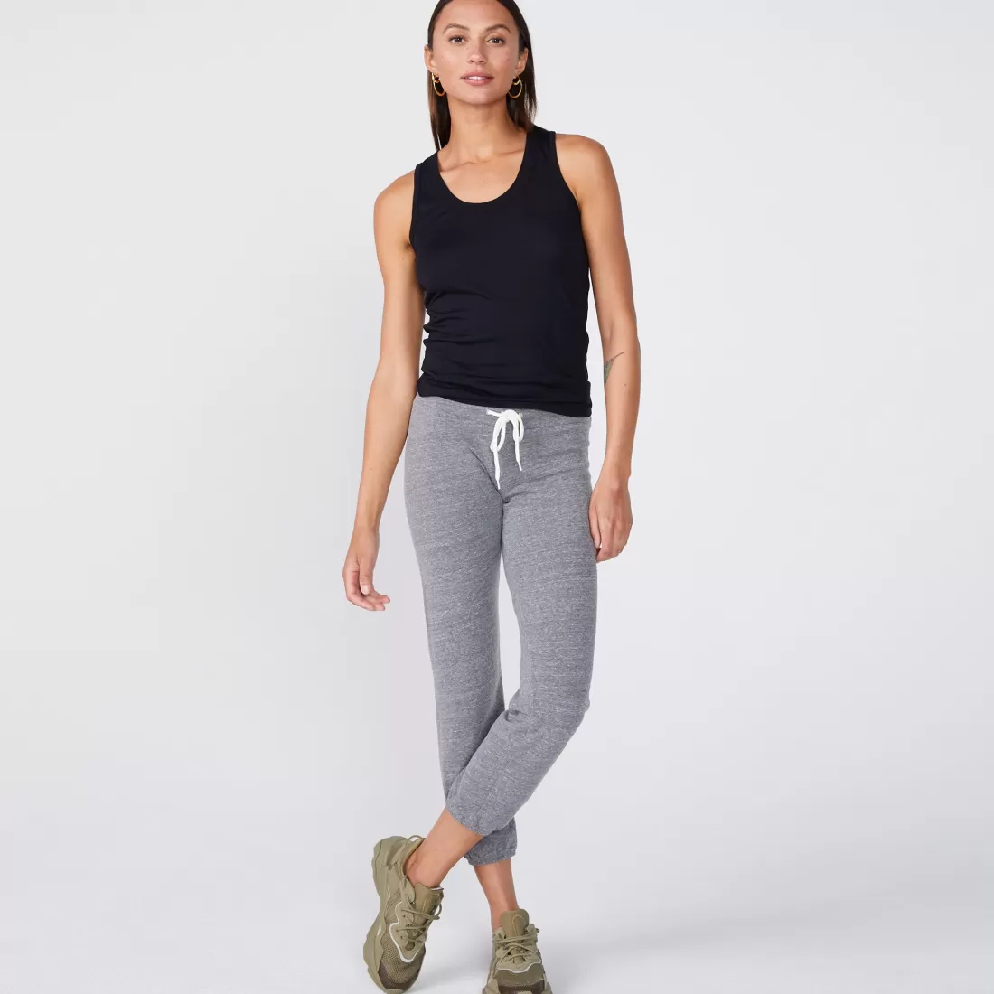 MONROW Tanks*Cotton Modal Narrow Tank - Color BLACK