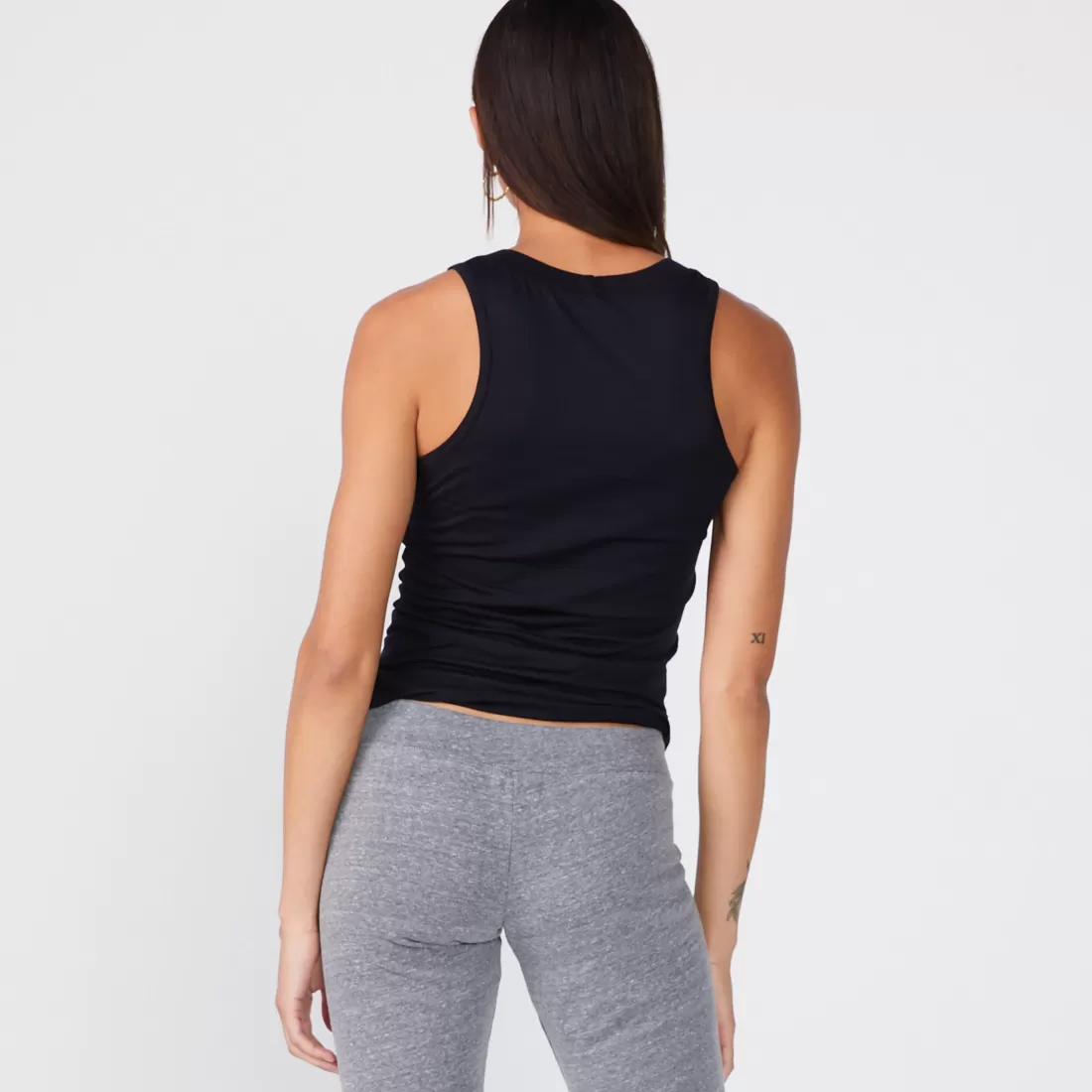 MONROW Tanks*Cotton Modal Narrow Tank - Color BLACK