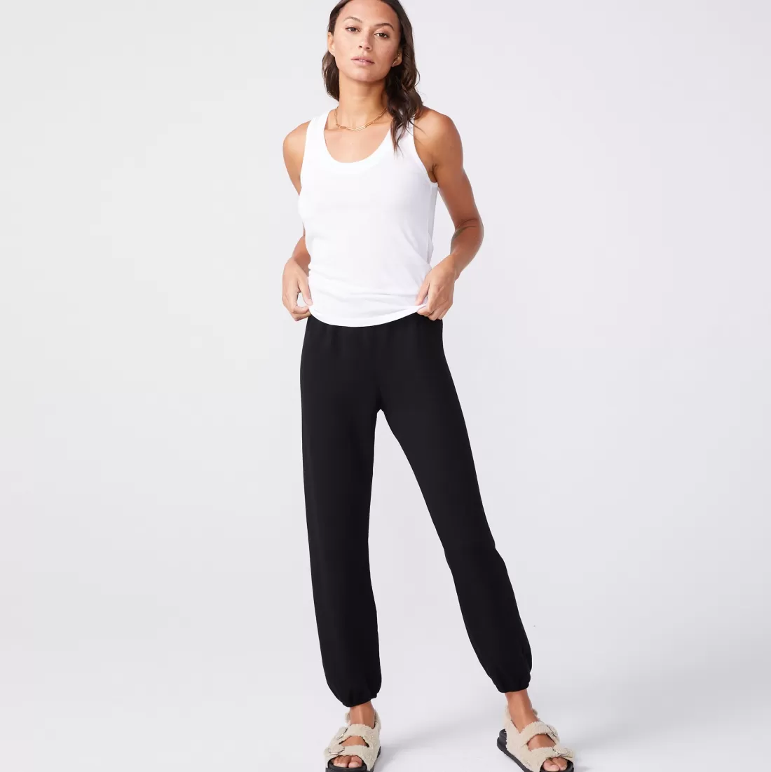 MONROW Tanks*Cotton Modal Narrow Tank - Color WHITE