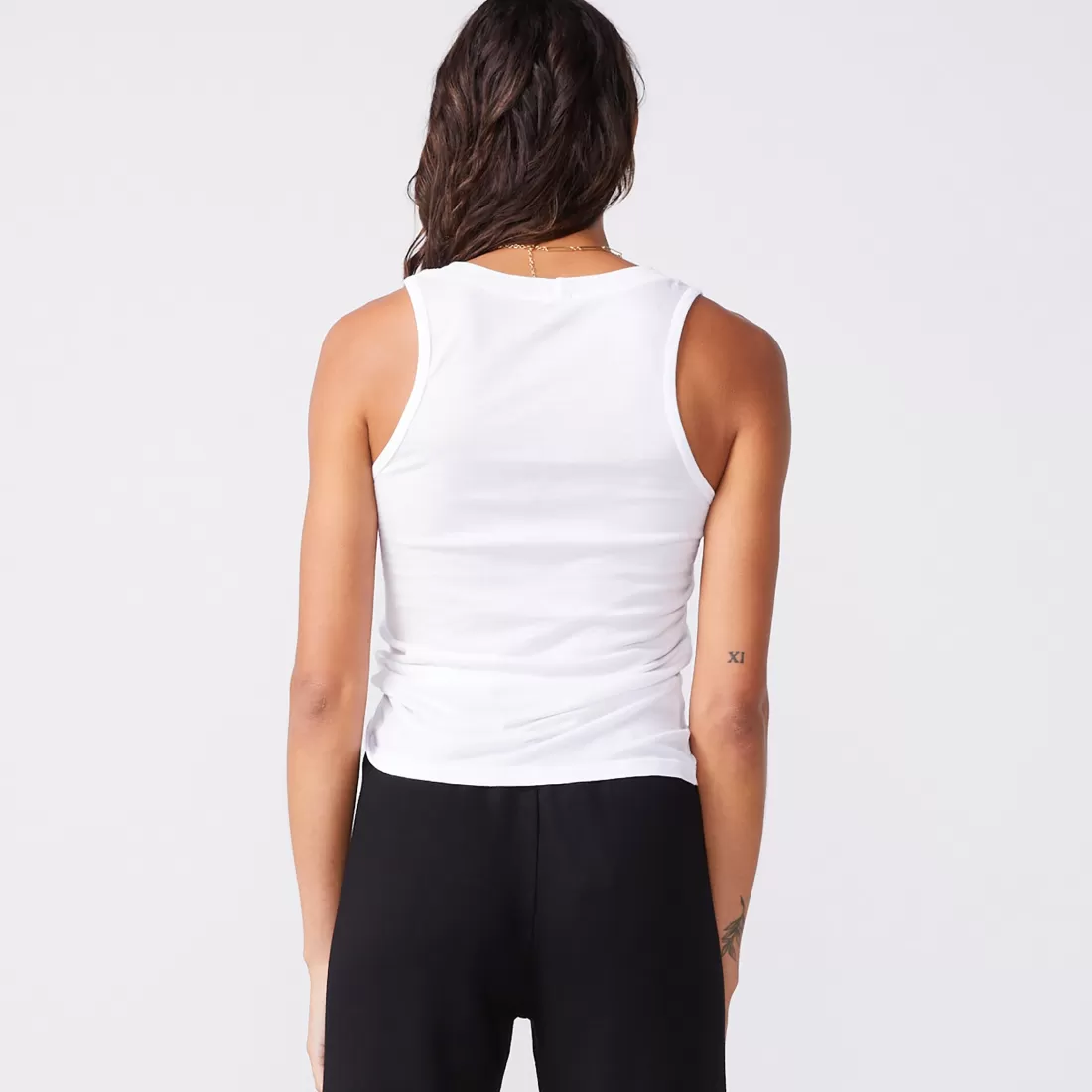 MONROW Tanks*Cotton Modal Narrow Tank - Color WHITE