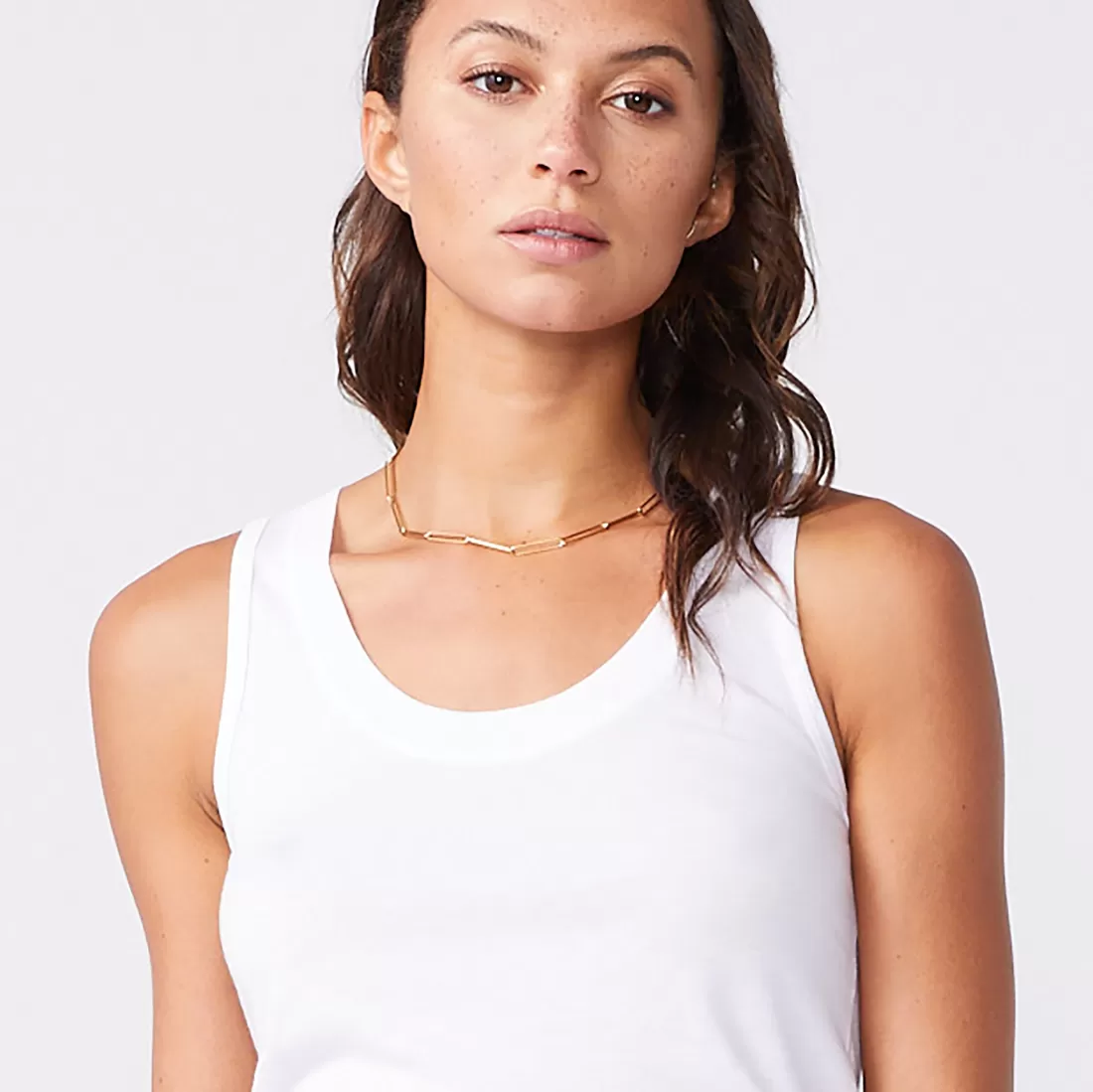 MONROW Tanks*Cotton Modal Narrow Tank - Color WHITE