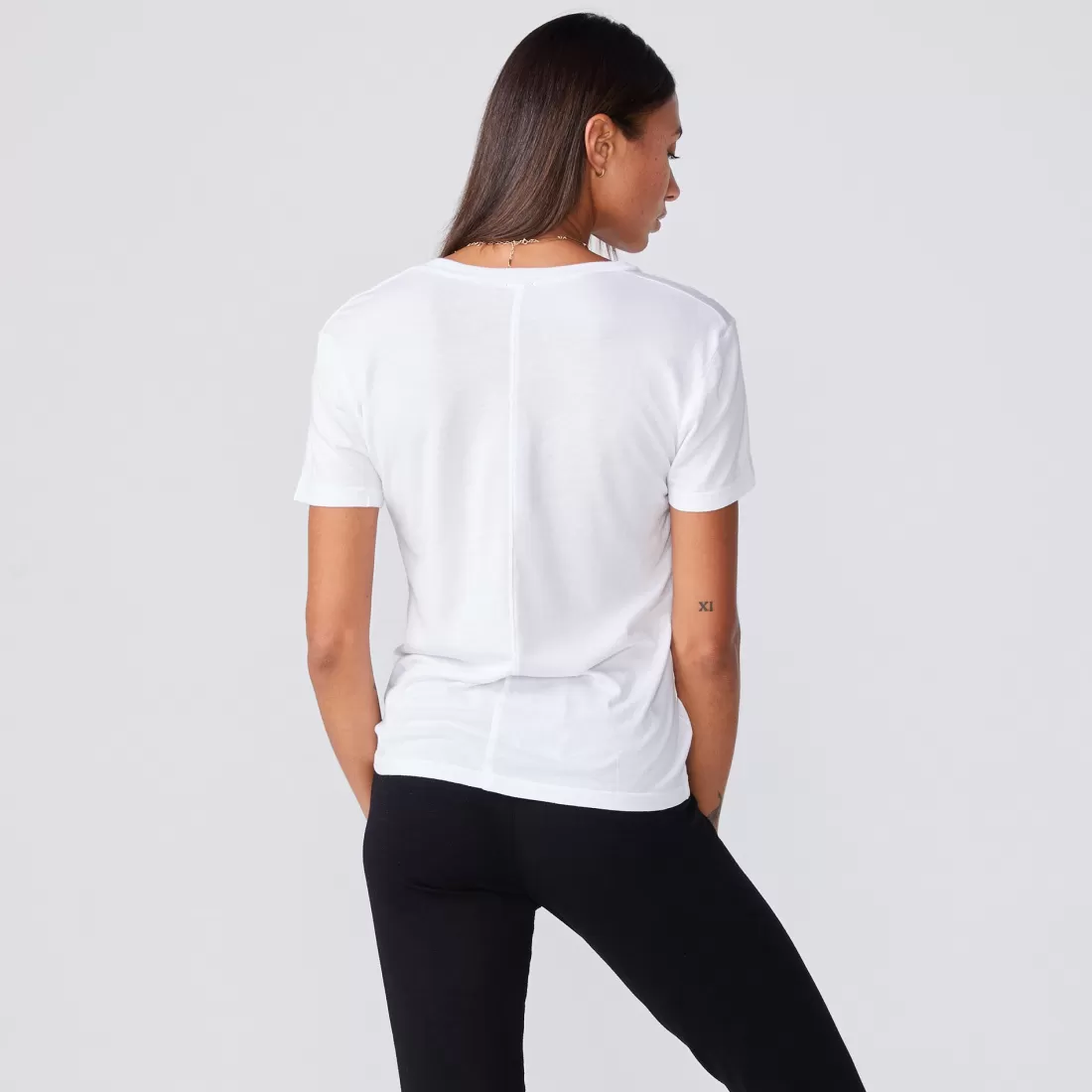MONROW Tees*Cotton Modal Relaxed V Neck Tee - Color WHITE