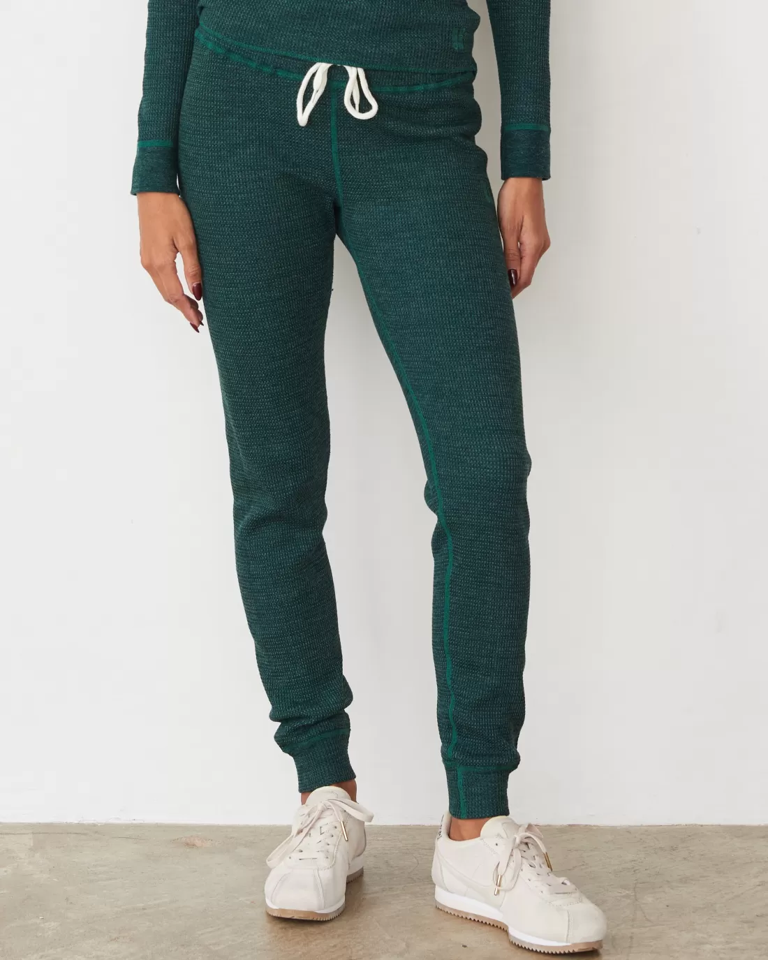 MONROW Sets | Sweats*Cozy Heather Thermal Cuff Sweat FOREST