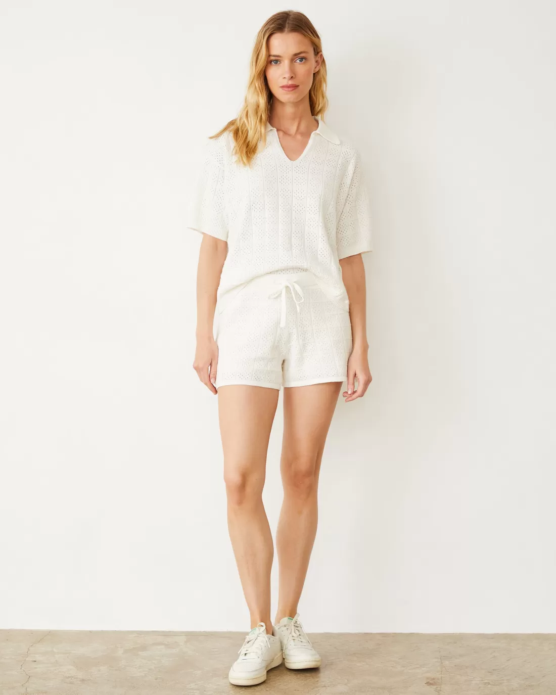 MONROW Shorts*Crochet Knit Short IVORY