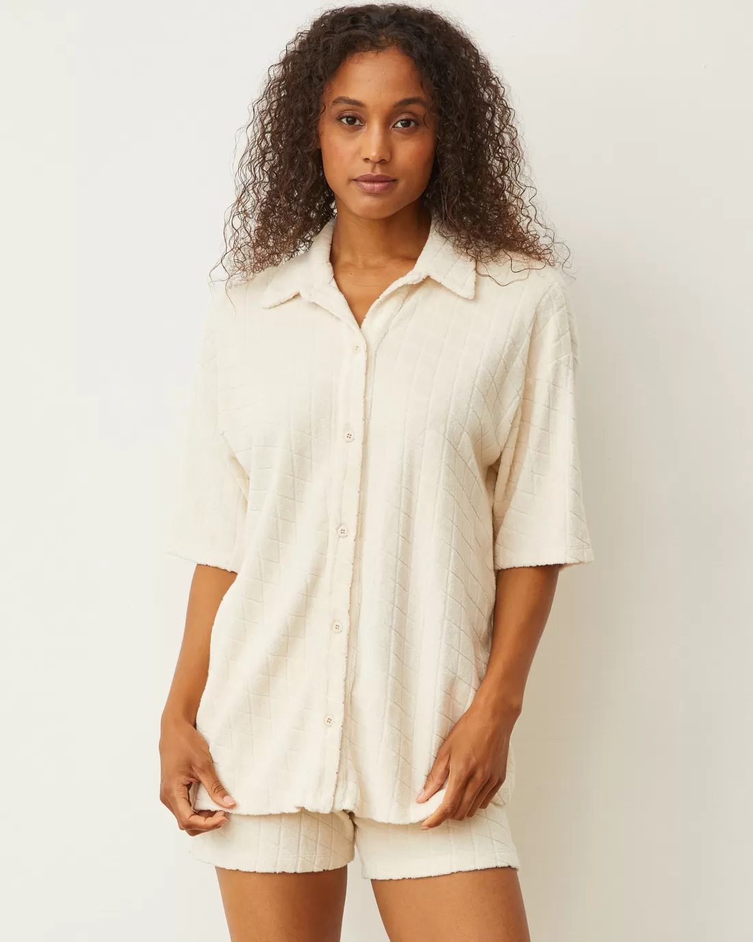 MONROW Terry | Shorts*Diamond Terry Cloth Vintage Short NATURAL