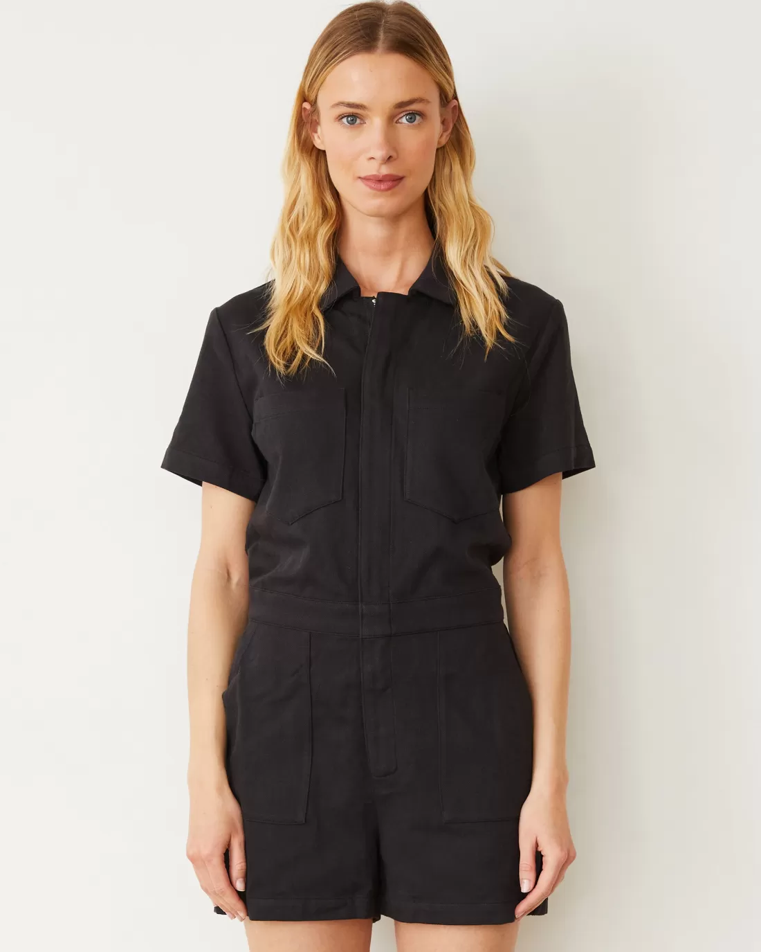 MONROW Rompers*Faded Black Soft Twill Romper