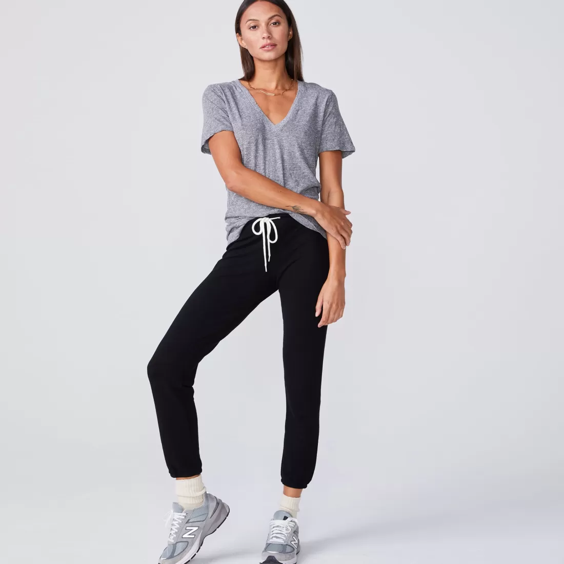 MONROW Tees*Fitted V Neck Tee - Color GRANITE