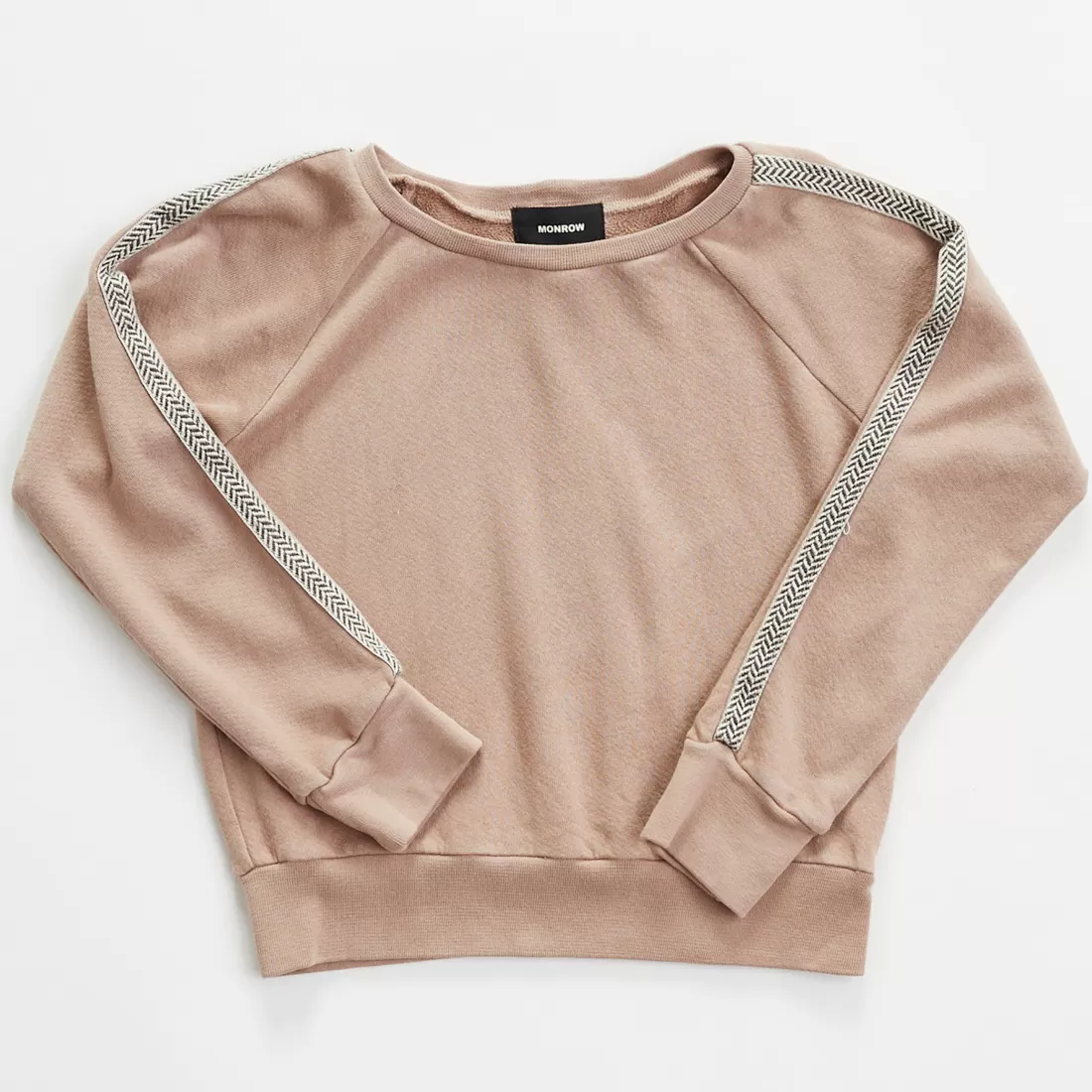 MONROW Kids*Kids Chevron Trim Raglan Sweatshirt TAUPE