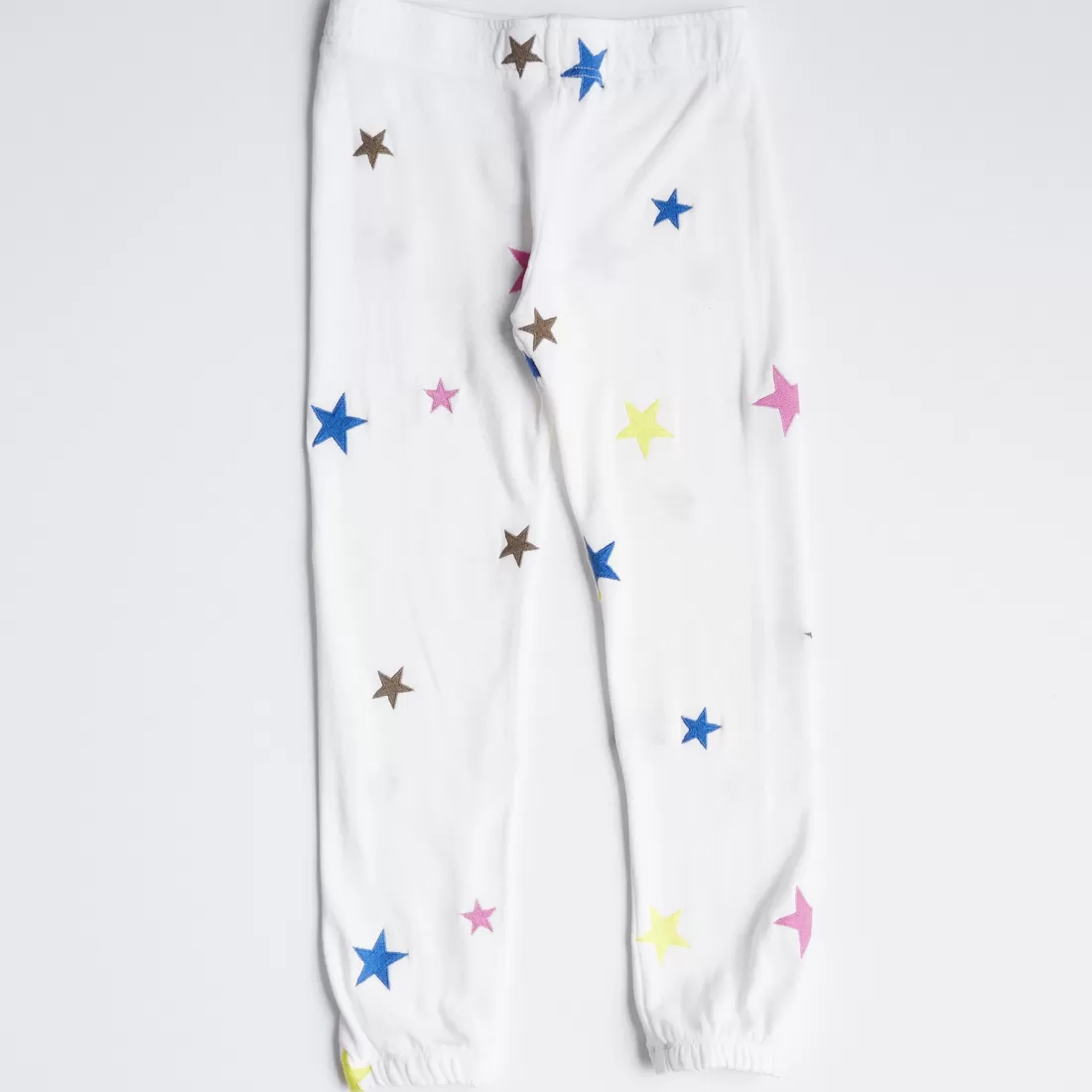 MONROW Kids*Kids Embroidered Color Stars Elastic Waist Sweats NATURAL