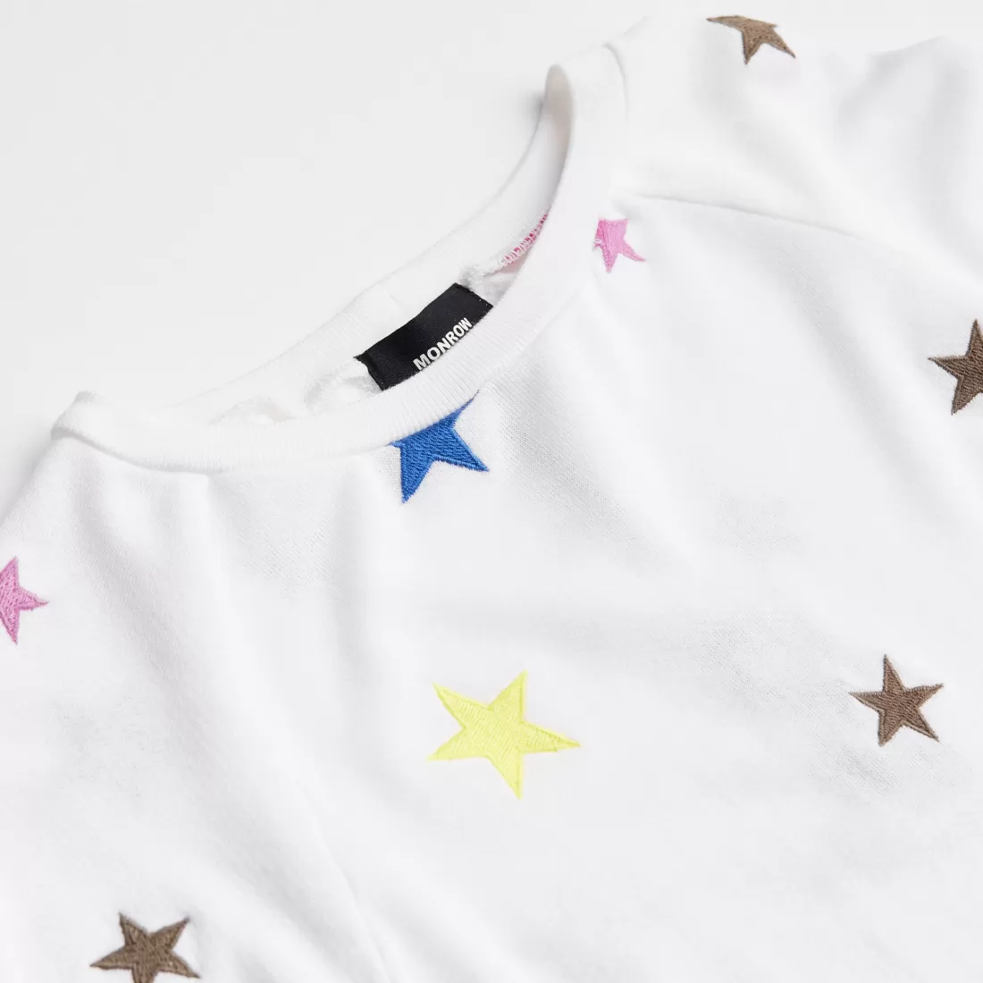 MONROW Kids*Kids Embroidered Color Stars Raglan NATURAL