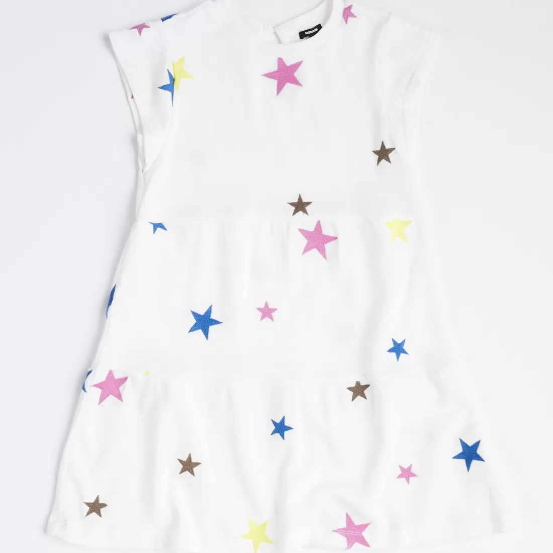 MONROW Kids*Kids Embroidered Color Stars Ruffle Dress NATURAL