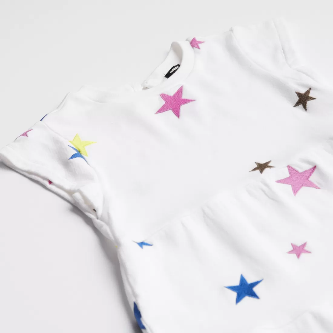 MONROW Kids*Kids Embroidered Color Stars Ruffle Dress NATURAL