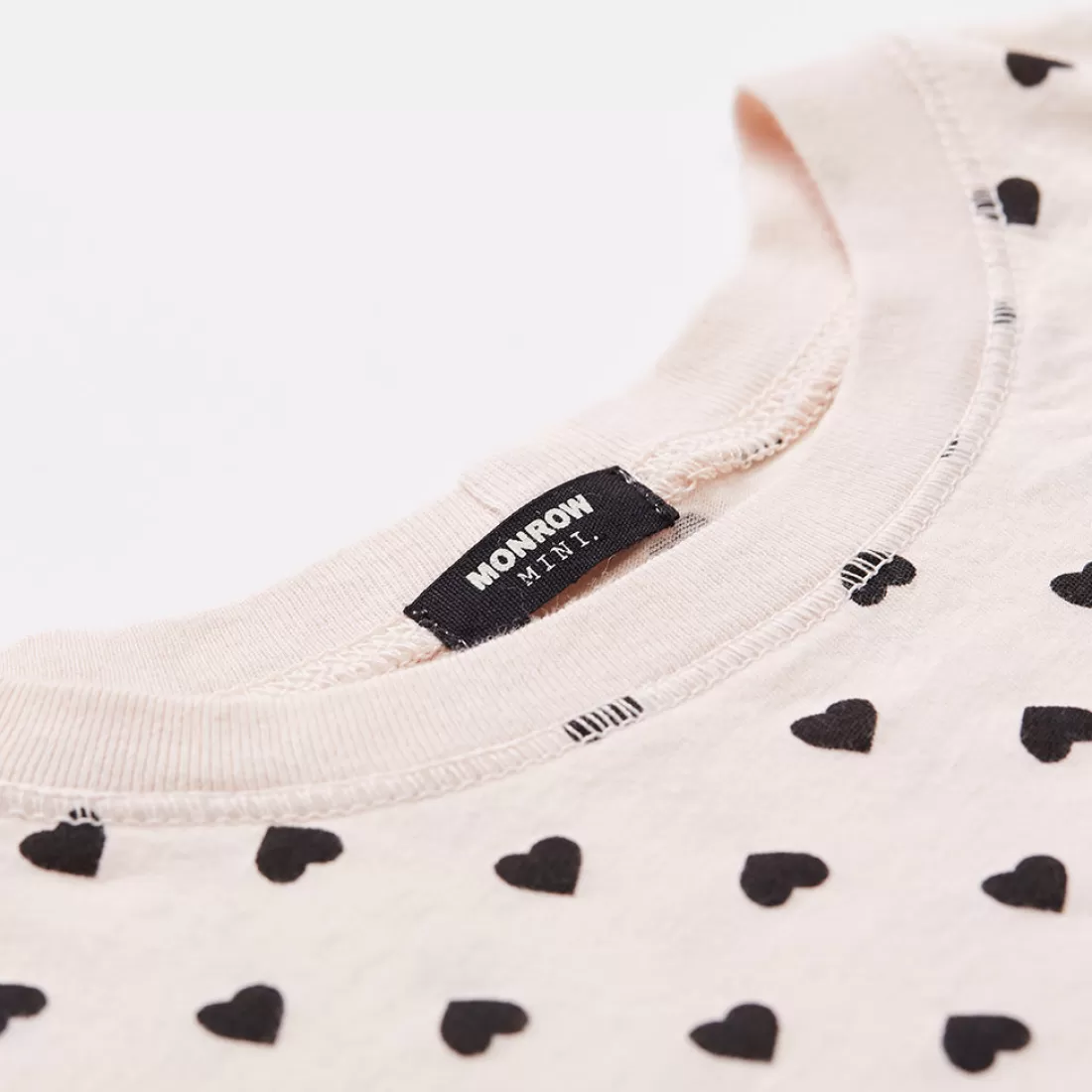 MONROW Kids*Kids Heart Crew Neck DUSTYPINK