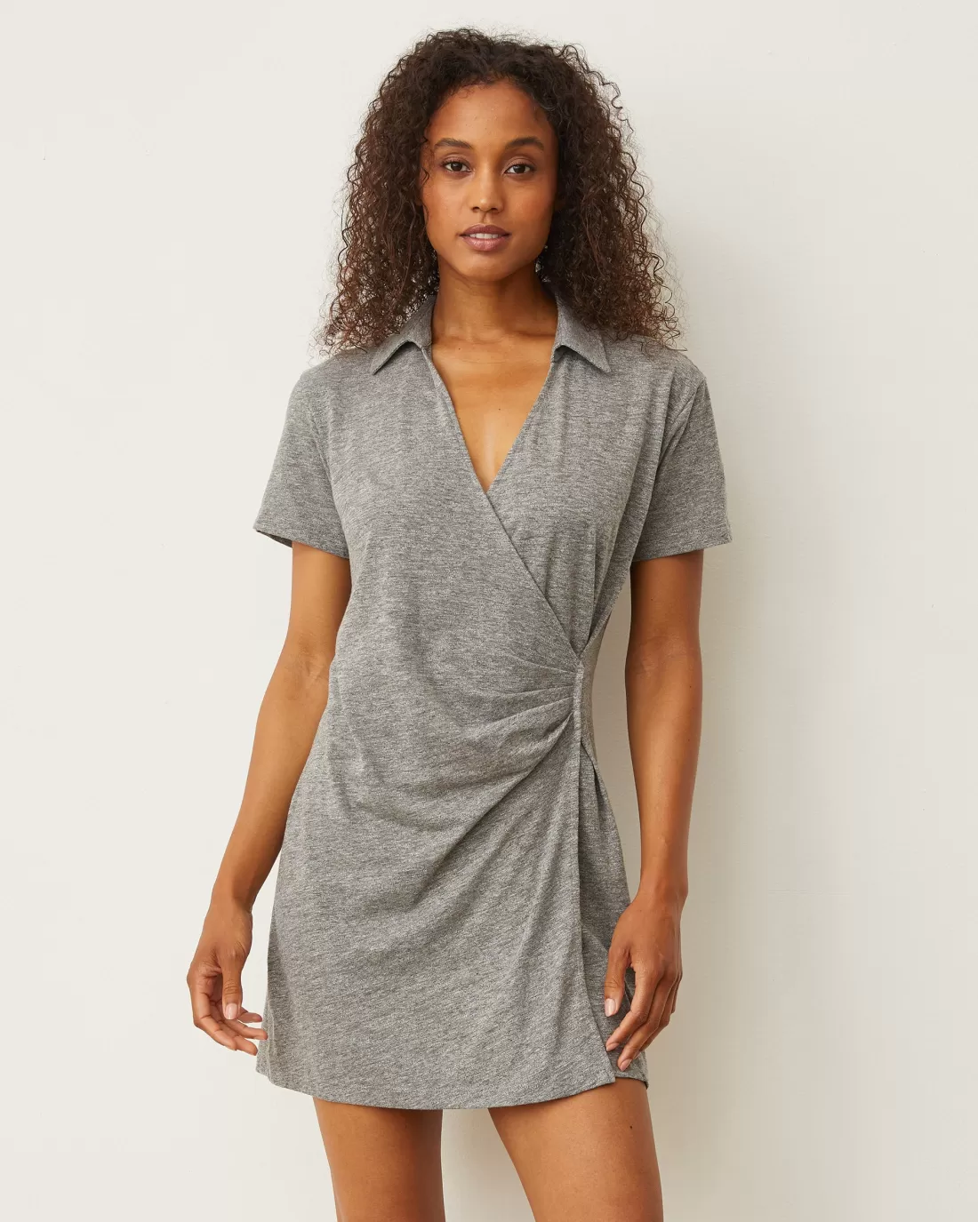 MONROW Dresses*Knit Wrap Dress GRANITE