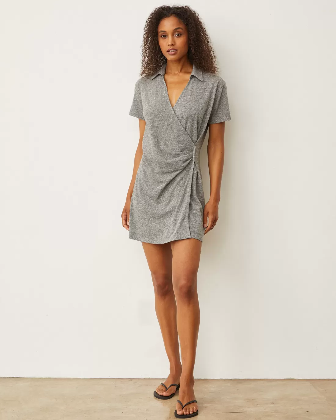 MONROW Dresses*Knit Wrap Dress GRANITE