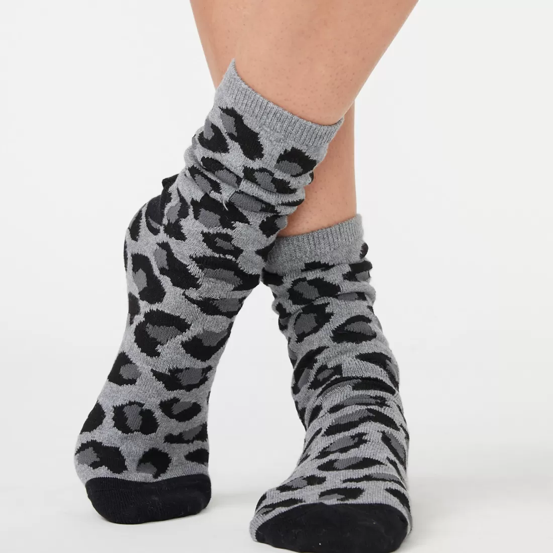 MONROW Socks | Accessories*Leopard Calf Socks HEATHERGREY