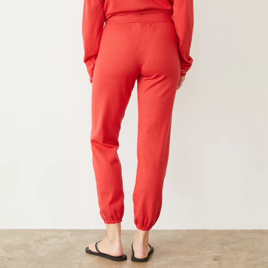 MONROW Soft Knit | Sweats*Light Soft Knit Contrast Stitch Vintage Sweat CHERRY