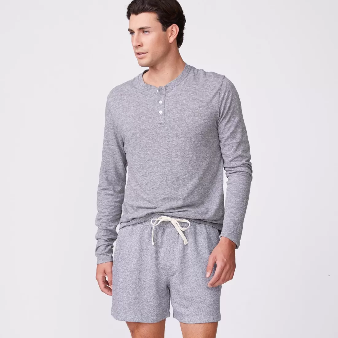 MONROW Men's Tops | Mens Sale*Long Sleeve Henley GRANITE