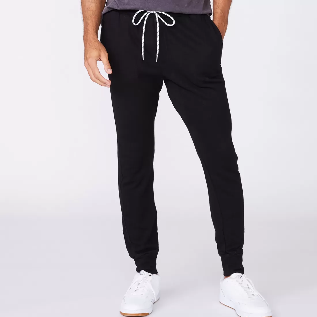 MONROW Men's Bottoms | Mens Sale*Men's Bungee Cord Joggers - Color BLACK
