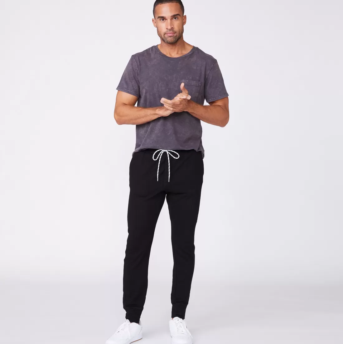 MONROW Men's Bottoms | Mens Sale*Men's Bungee Cord Joggers - Color BLACK