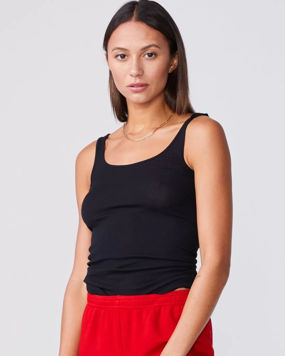MONROW Tanks*Narrow Rib Tank - Color BLACK