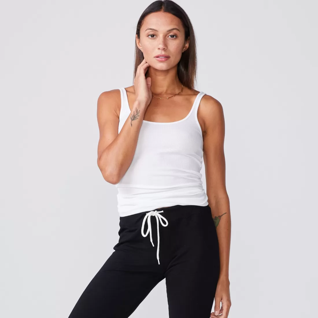 MONROW Tanks*Narrow Rib Tank - Color WHITE