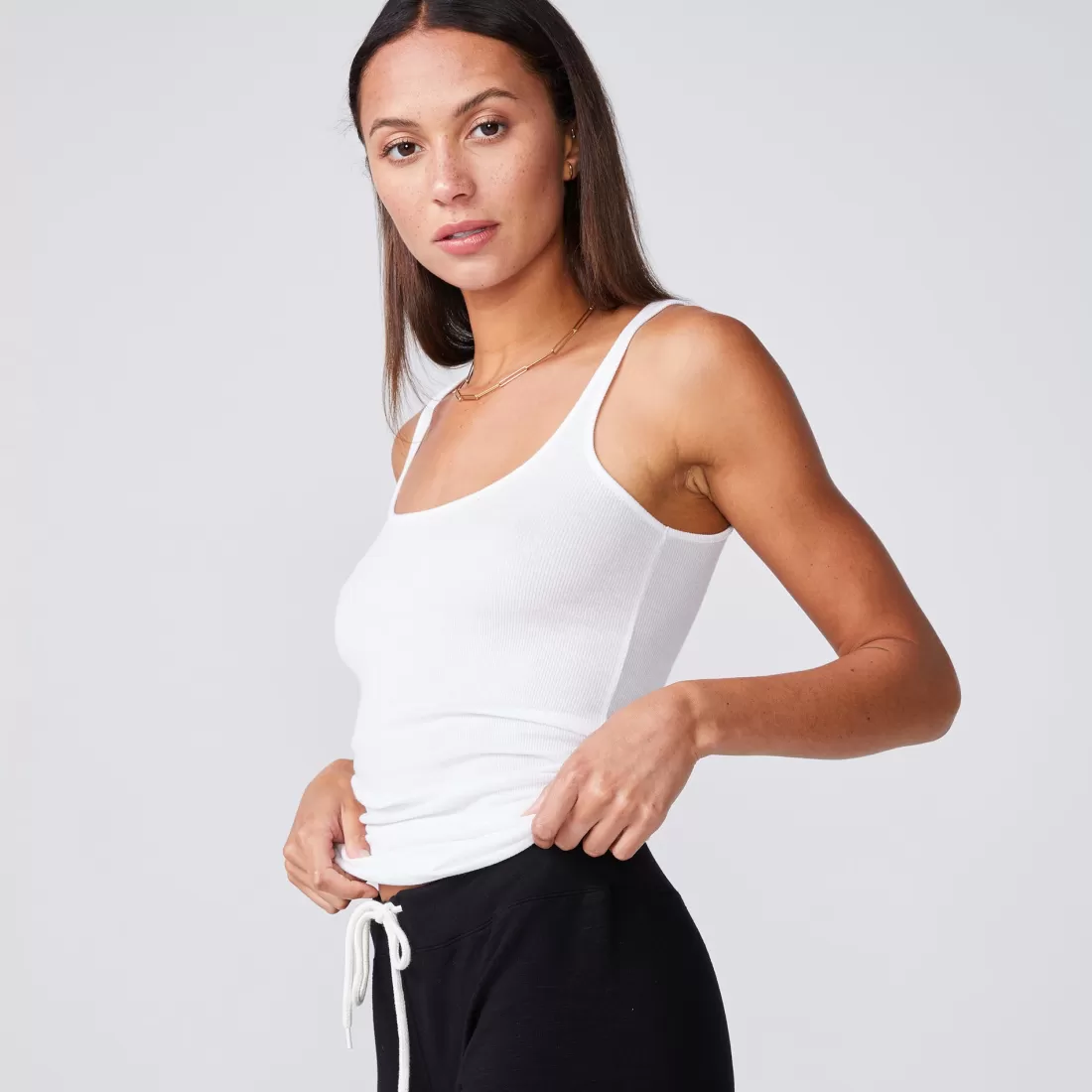 MONROW Tanks*Narrow Rib Tank - Color WHITE