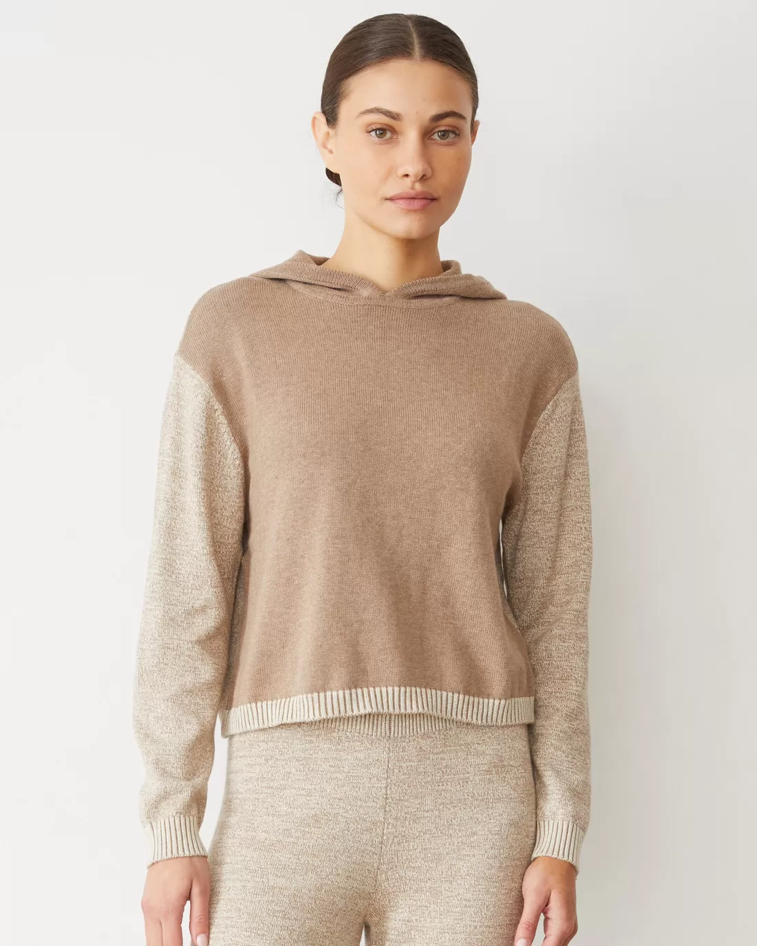 MONROW Sets | Hoodies*Organic Cotton Cashmere Hooded Sweater WALNUT