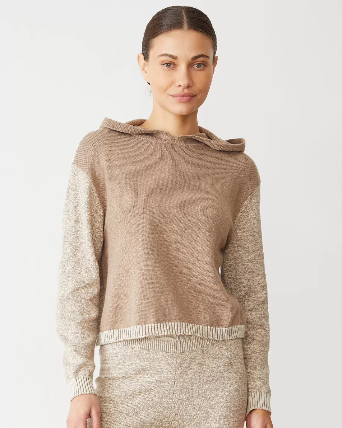 MONROW Sets | Hoodies*Organic Cotton Cashmere Hooded Sweater WALNUT