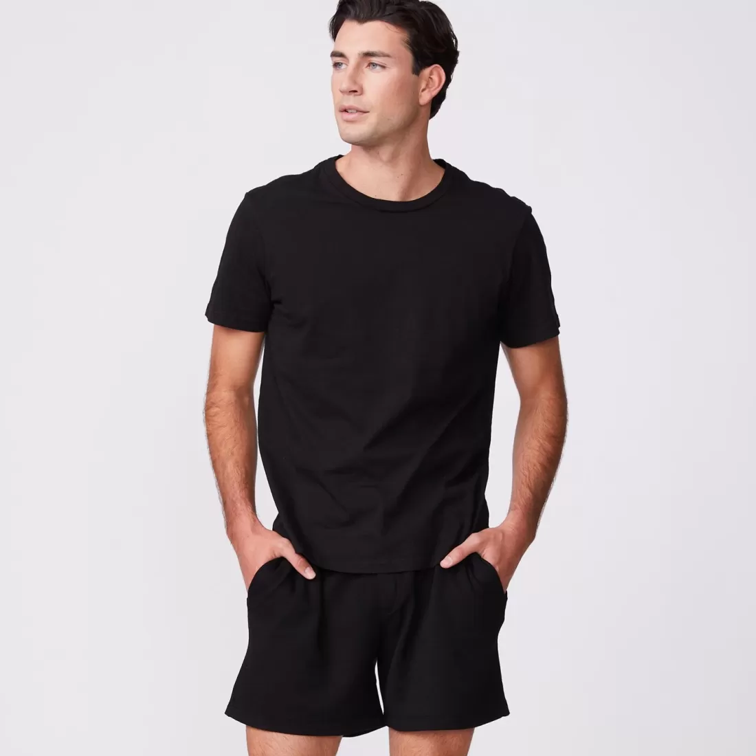 MONROW Men's Tops | Mens Classics*Relaxed Crew BLACK