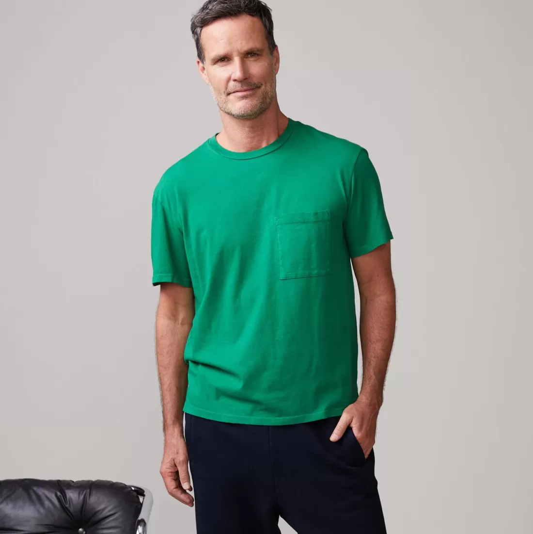 MONROW Men's Tops*Relaxed Pocket Crew DUSTYKELLY