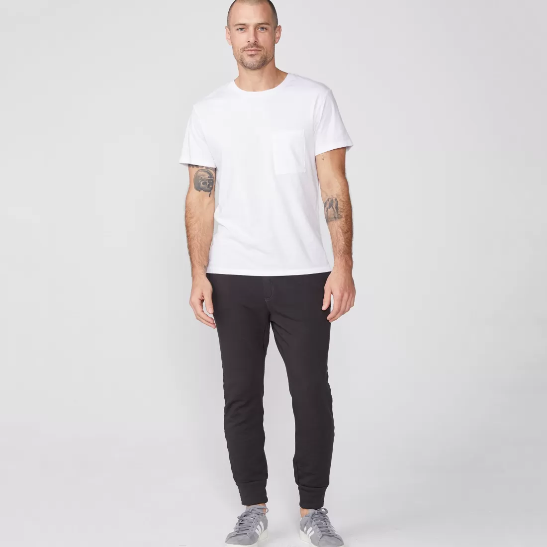 MONROW Men's Tops*Relaxed Pocket Crew WHITE